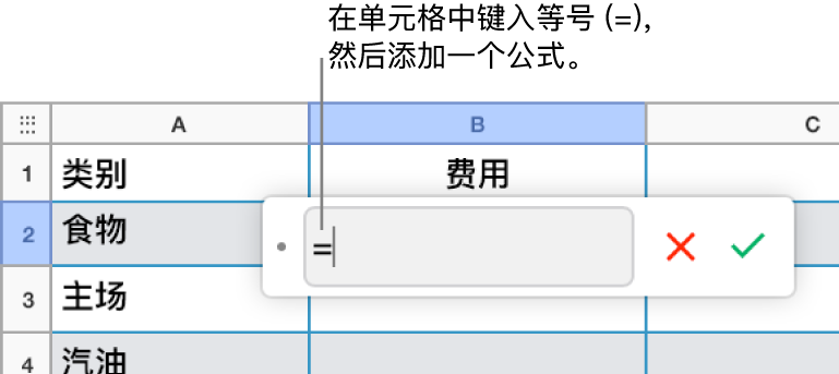 公式编辑器中输入了 = 号但未输入公式。