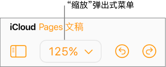工具栏中的“缩放”弹出式菜单。