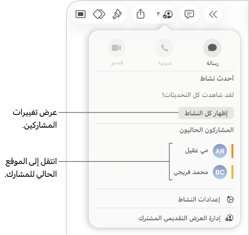 قائمة التعاون مفتوحة ويظهر بها اثنان من المشاركين الحاليين.
