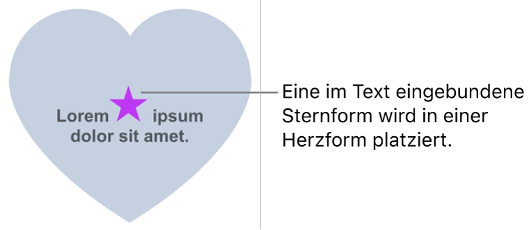 Eine Sternform im Text eingebunden in einer Herzform