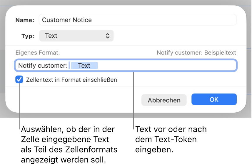 Eigenes Zellenformat für Text