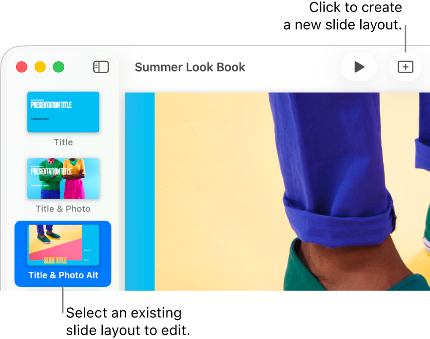 A slide layout showing in the slide layout area, with the Add Slide button above it in the toolbar.