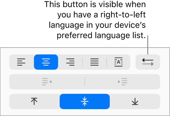 The Paragraph Direction button in the text alignment controls.