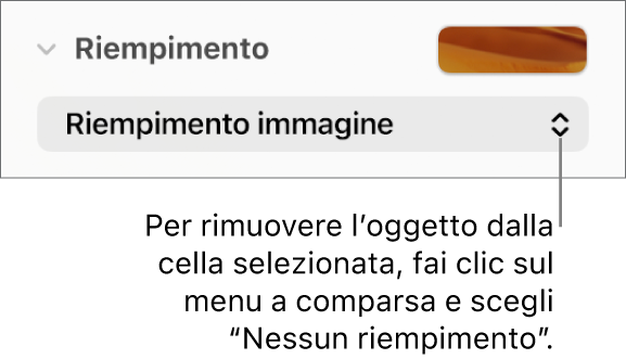 Controllo per rimuovere un oggetto dalla cella selezionata.