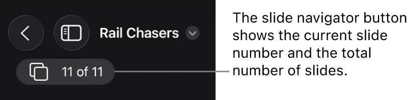 The slide navigator button showing the current slide number and the total number of slides in the presentation.