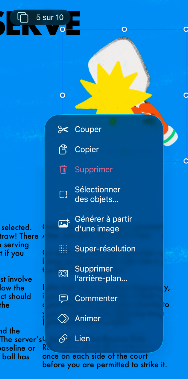 L’app Keynote avec un objet sélectionné. Le bouton Animer s’affiche dans le menu au-dessus de l’objet sélectionné.