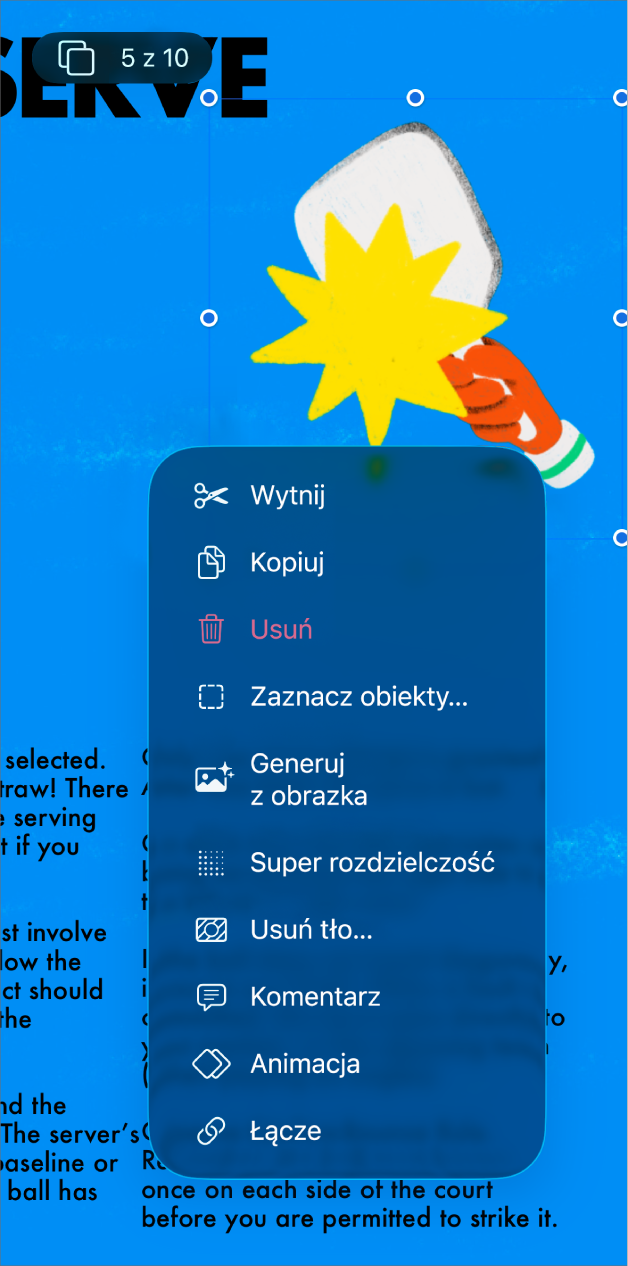 Aplikacja Keynote z zaznaczonym obiektem. Przycisk Animacja pojawia się w menu powyżej zaznaczonego obiektu.