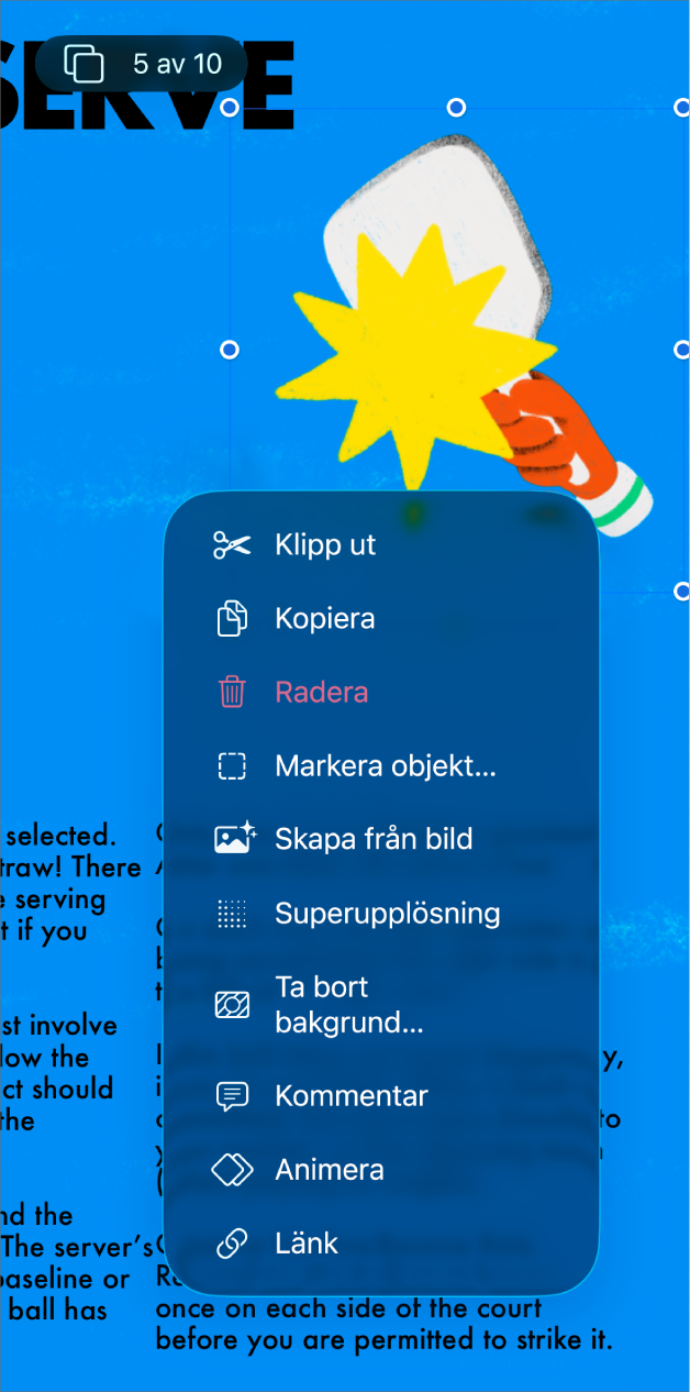 Keynote-appen med ett objekt markerat. Knappen Animera visas i menyn ovanför det markerade objektet.