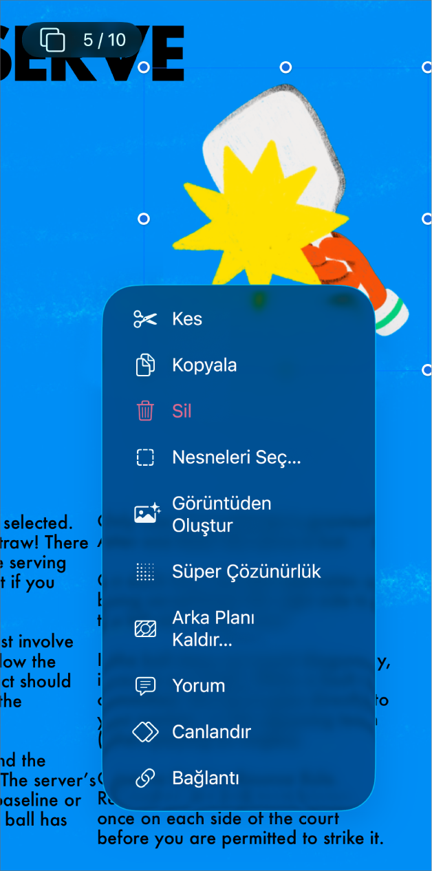 Keynote uygulamasında bir nesne seçili. Canlandır düğmesi, seçili nesnenin üst tarafındaki menüde görünüyor.