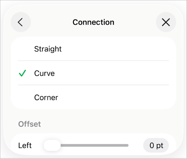 The Connection controls with Curve selected.