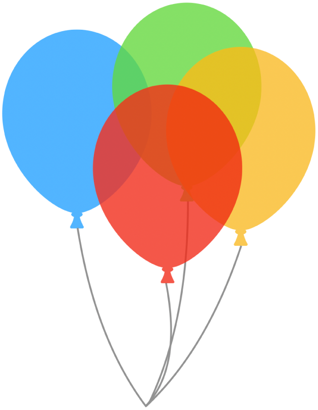 Forme a palloncino trasparenti sovrapposte. Il palloncino sullo sfondo è visibile grazie alla trasparenza del palloncino in primo piano.