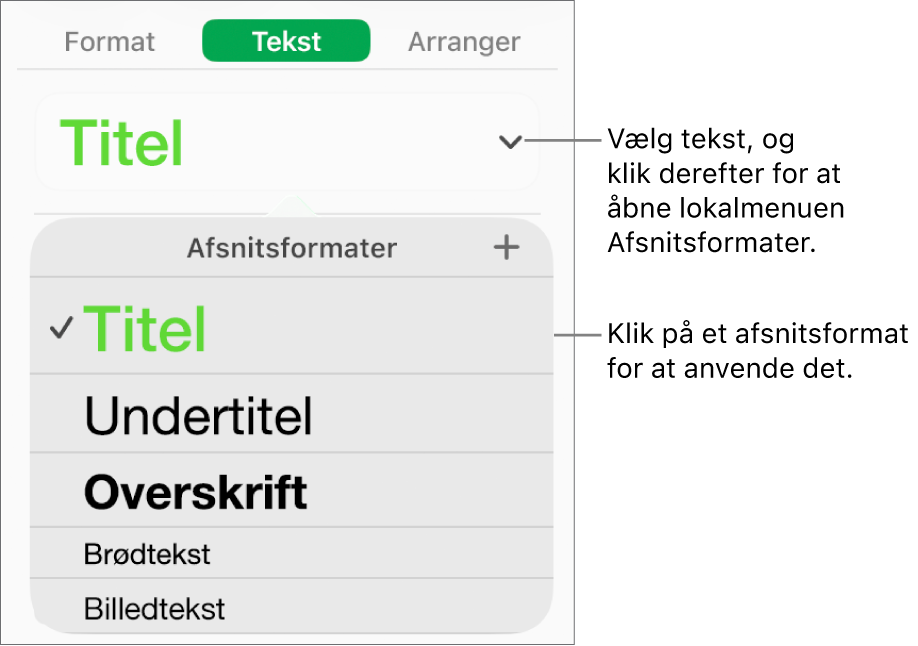 Menuen Afsnitsformater.