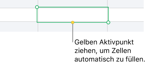 Eine ausgewählte Zelle mit einem gelben Aktivpunkt, den du zum automatischen Ausfüllen der Zellen ziehen kannst.