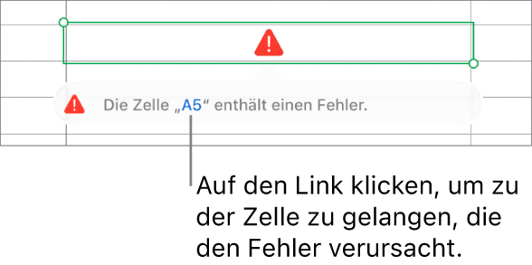 Eine Zellenreferenz bei einem Fehler