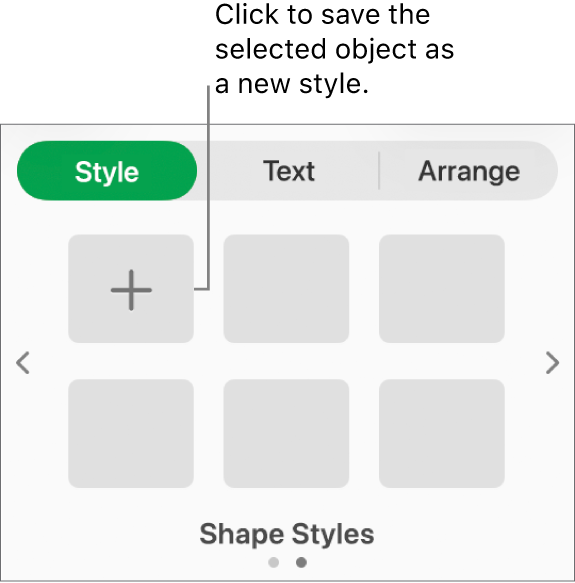 The Style tab of the Format sidebar with four image styles, a Create Style button and an empty style placeholder.