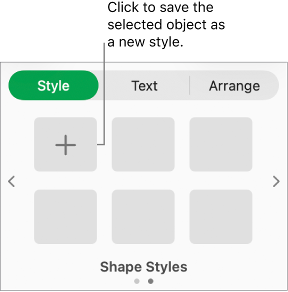 The Style tab of the Format sidebar with four image styles, a Create Style button, and an empty style placeholder.