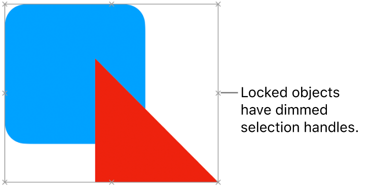 Locked objects with dimmed selection handles.