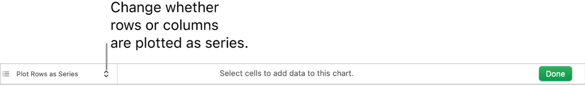 The pop-up menu for choosing whether to plot rows or columns as series.