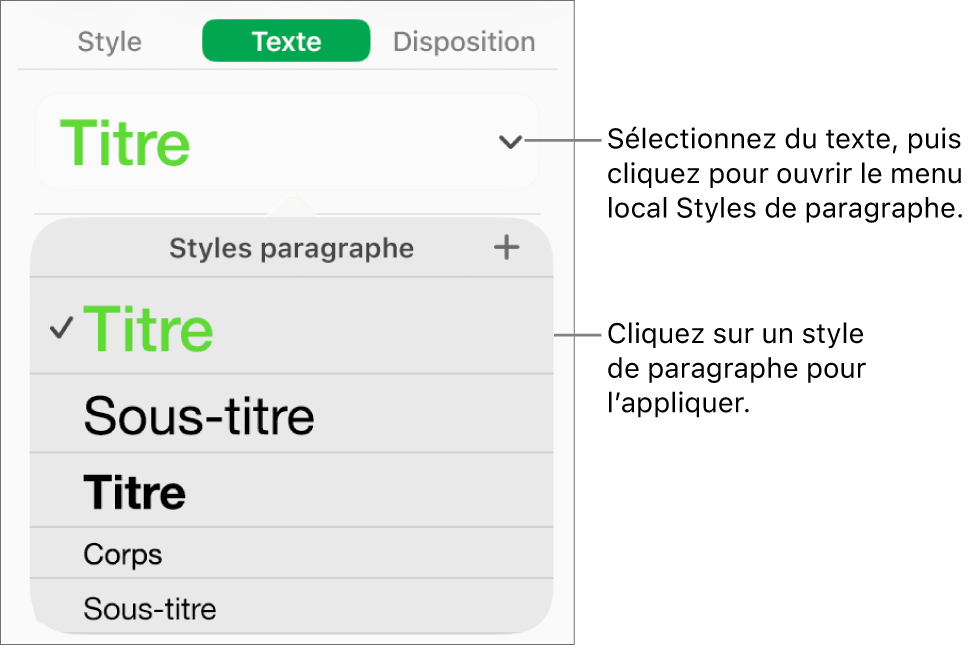 Menu Styles de paragraphe.