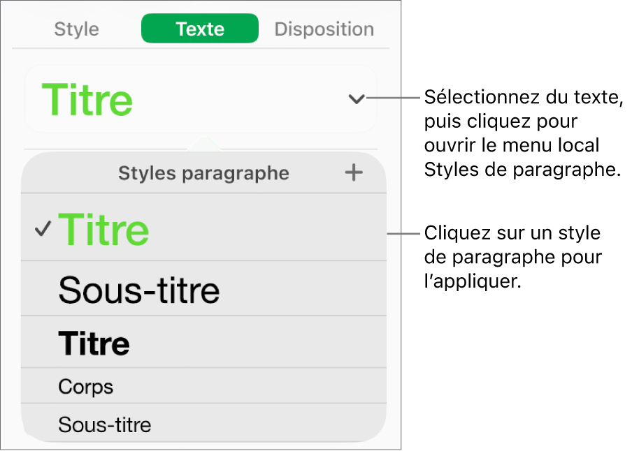 Menu Styles de paragraphes.