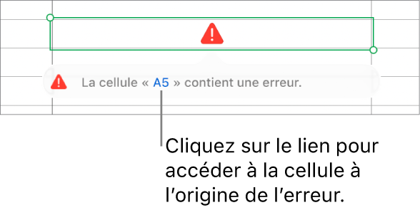 Lien d’erreur de cellule.