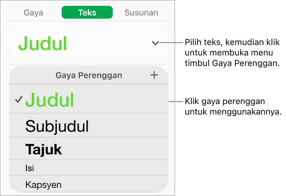 Menu Gaya Perenggan.