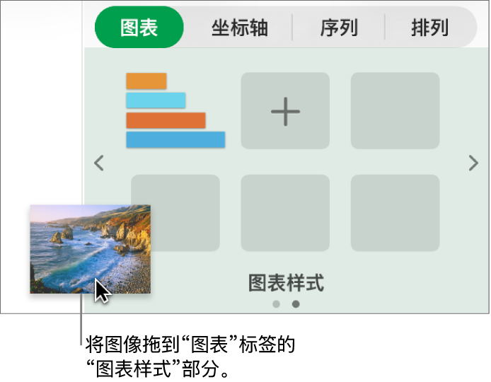 将图像拖移到边栏的图表样式部分以创建新的样式。