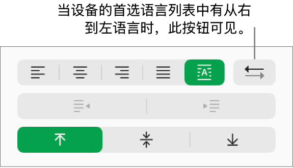“格式”边栏“对齐”部分的“段落方向”按钮。