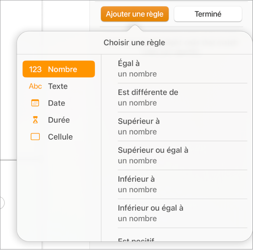 Boutons permettant de créer des règles de surlignage conditionnel de cellules.