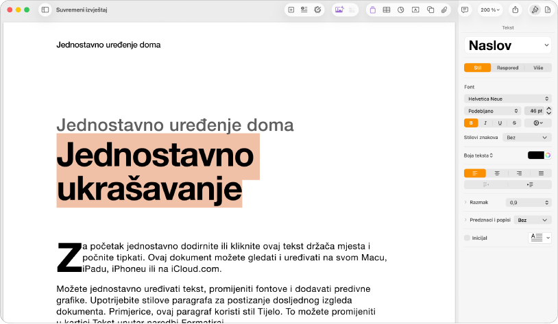 Otvorite dokument s otvorenim rubnim stupcem formatiranja i odabranom karticom teksta.