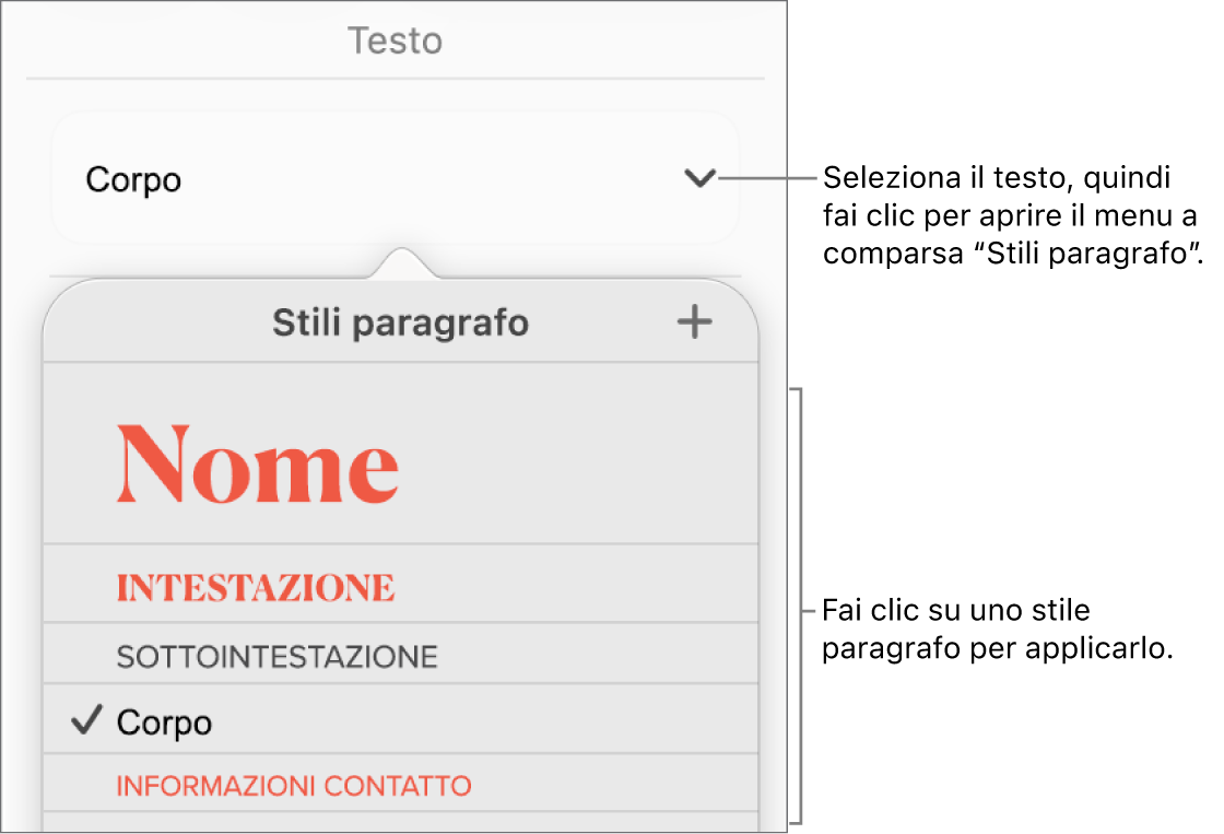 Menu “Stili Paragrafo”.