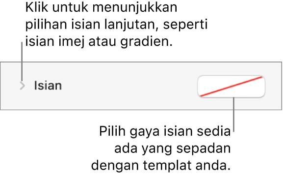 Kawalan untuk memilih warna isian.