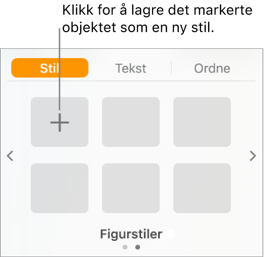 Stil-fanen i Format-sidepanelet med Opprett stil-knappen oppe til venstre og fem tomme stilplassholdere.