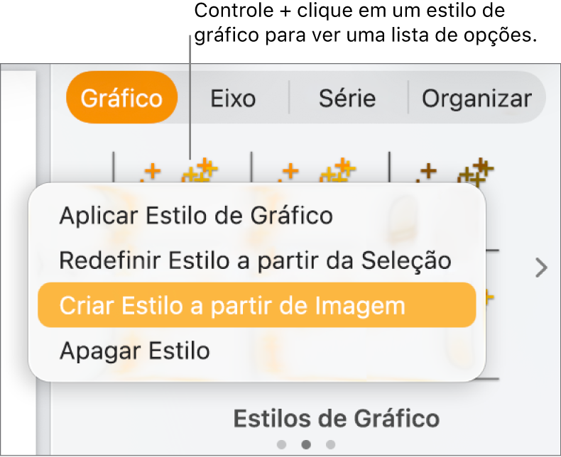 Menu de atalho de estilo do gráfico.