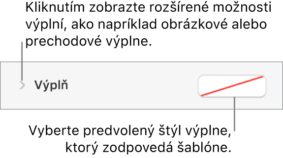 Ovládacie prvky na výber farby výplne.