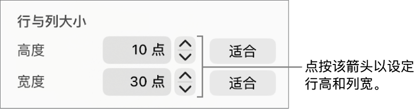 用于精确设置行或列大小的控制。