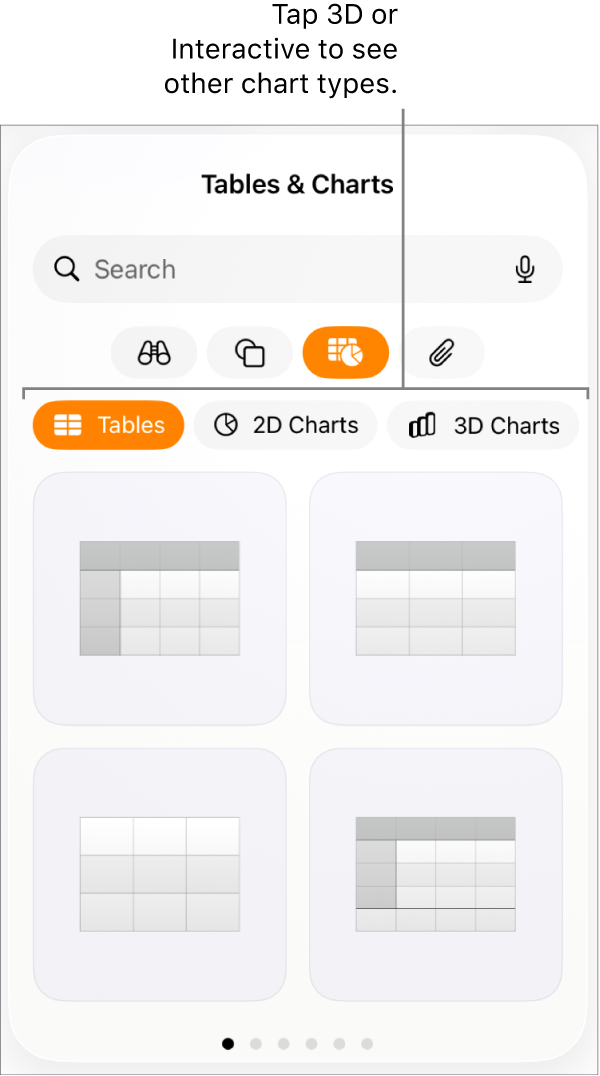 The Add chart menu showing 2D charts.