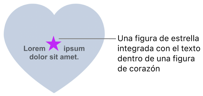 Una figura de estrella aparece integrada en texto situado en el interior de una figura de corazón.