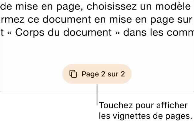 Un document ouvert avec le bouton du numéro de page en bas au centre de l’écran.