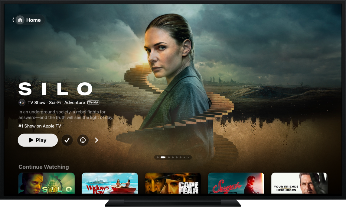 Apple TV app shown on TV.