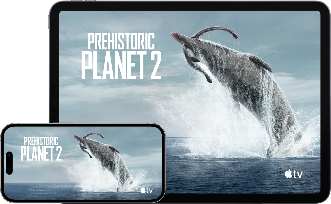 Apple&nbsp;TVが表示されているiPhoneとiPad。