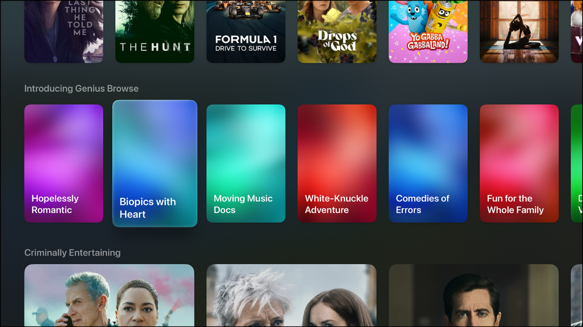 De rij 'Genius Browse' in de Apple TV-app.