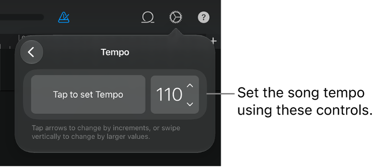 Song settings, including tempo controls