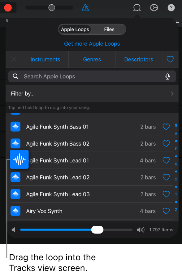 Dragging a loop into Tracks view