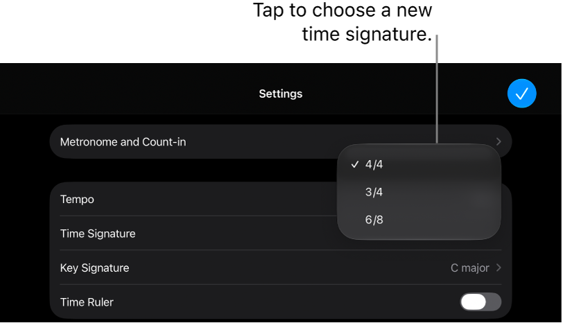 Time signature controls in Song settings