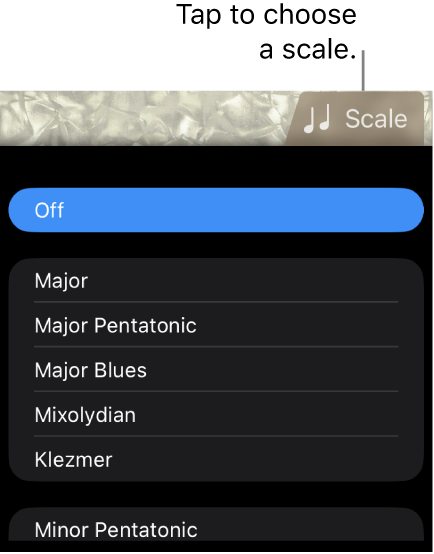 Bass Scale button and Scale list