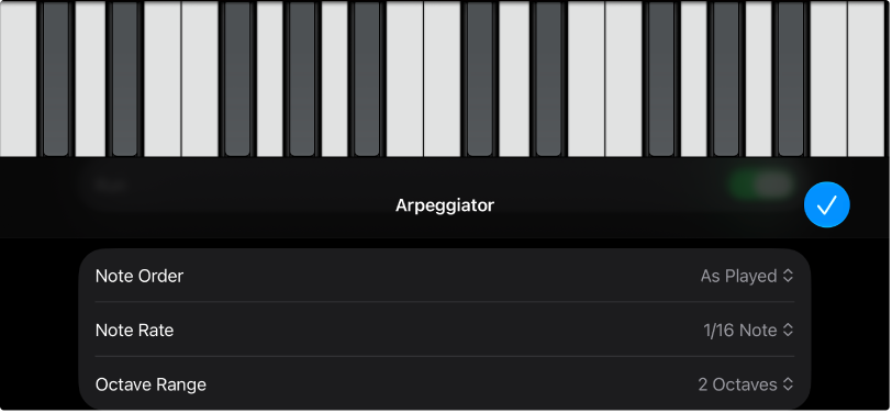 Keyboard Arpeggiator controls