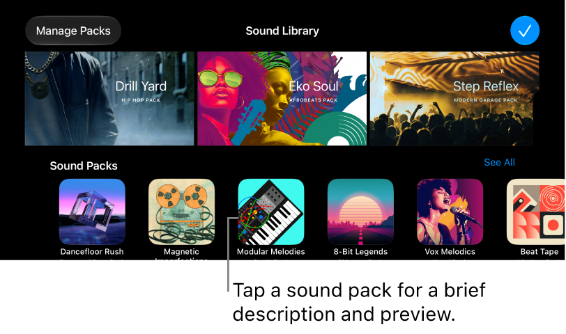 Tap a content for a brief description and preview.