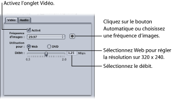 Figure. Video tab of the MPEG-1 Encoder pane of the Inspector window.