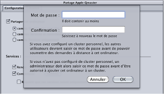 Figure. Password dialog in the Apple Qmaster pane of System Preferences.